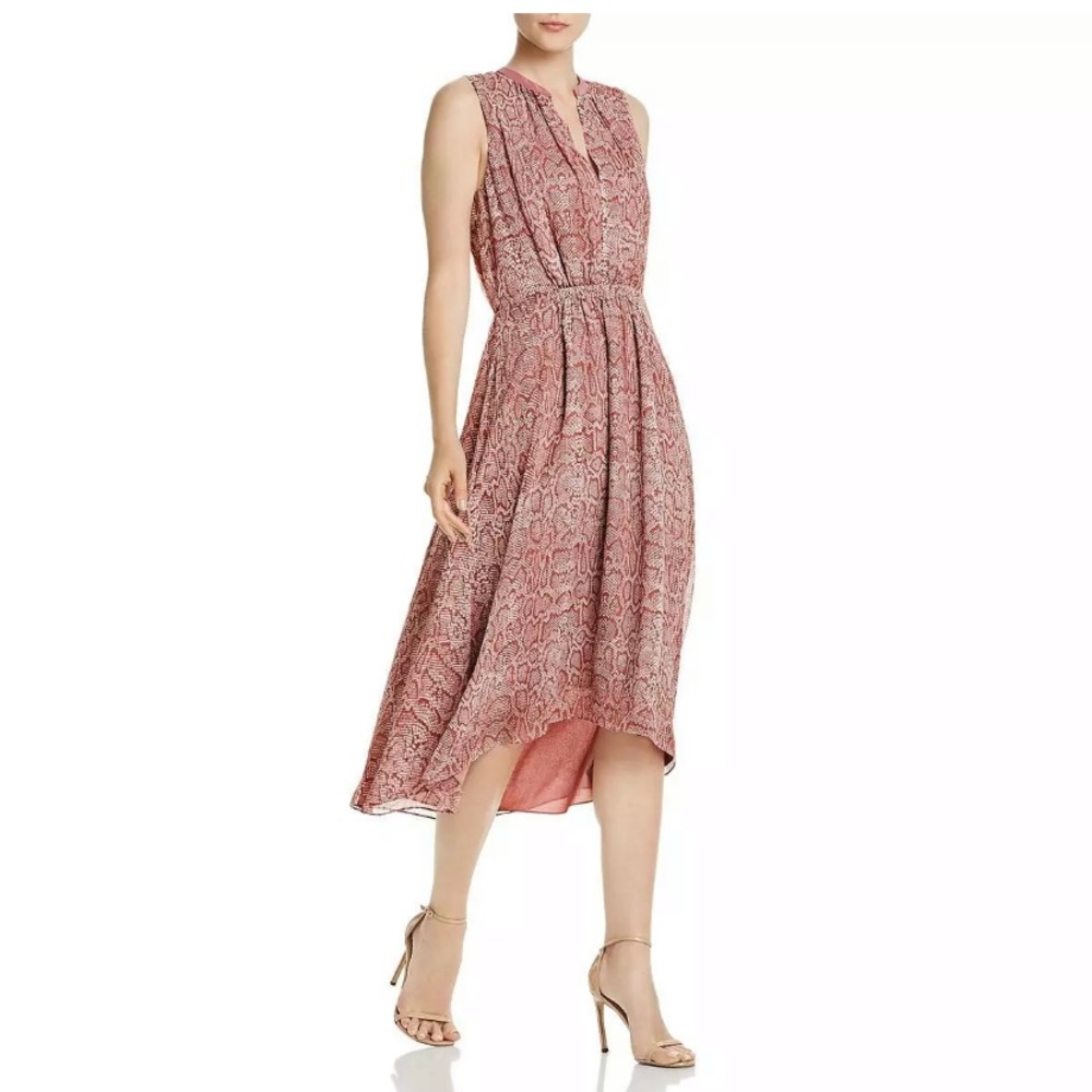 Joie Womens Hilarie Silk Snake Hi-Low Midi Dress